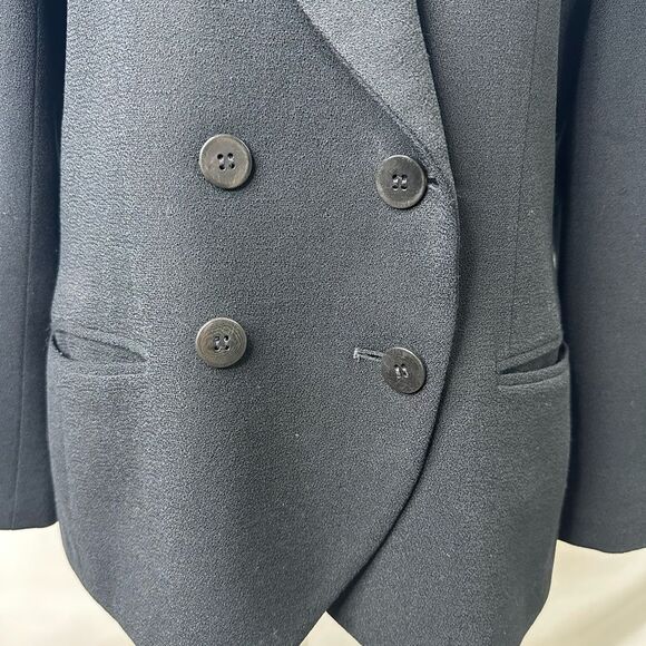 Liz Claiborne Vintage Black Double-Breasted 100% Wool Blazer Size 12P - Picture 3 of 8